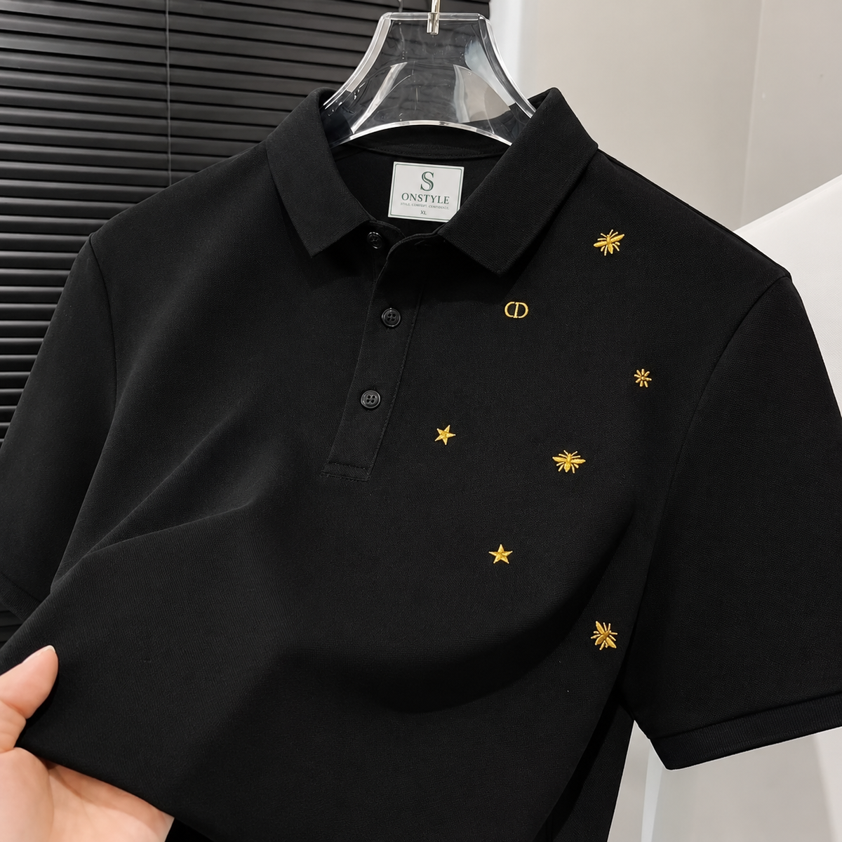 Men Popular Mercerized Pique Polo For Men, Trendy Light Luxury, Personalized Embroidered Short-Sleeve T-Shirt