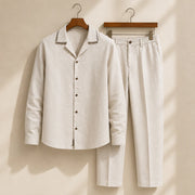 Men's Premium Ecru Linen Blend Relaxed Fit Co-ord Set