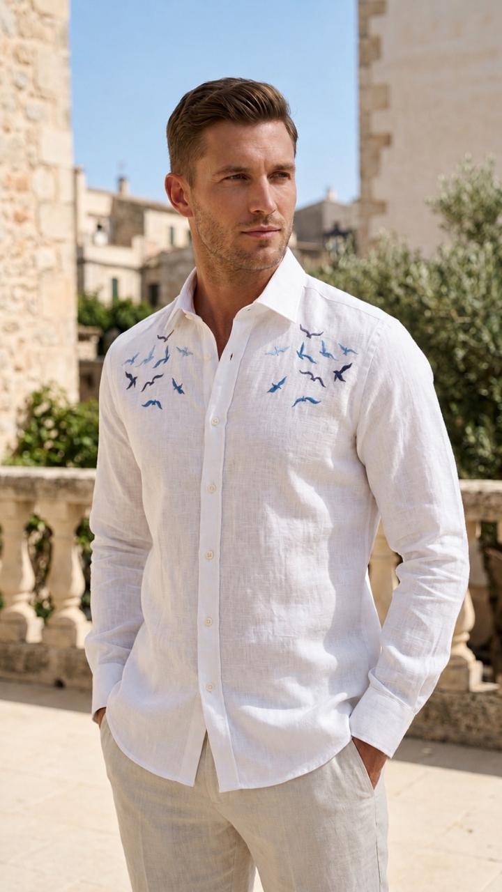 Internet's Viral Cotton Regular Fit white Embroidery Shirt