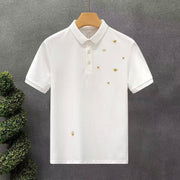 Men Popular Mercerized Pique Polo For Men, Trendy Light Luxury, Personalized Embroidered Short-Sleeve T-Shirt