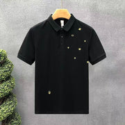 Men Popular Mercerized Pique Polo For Men, Trendy Light Luxury, Personalized Embroidered Short-Sleeve T-Shirt