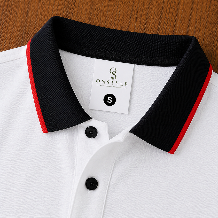 OnStyle Premium Cotton Polo T-Shirt for Men | Classic Fit | Embroidered Hot Air Balloon Logo