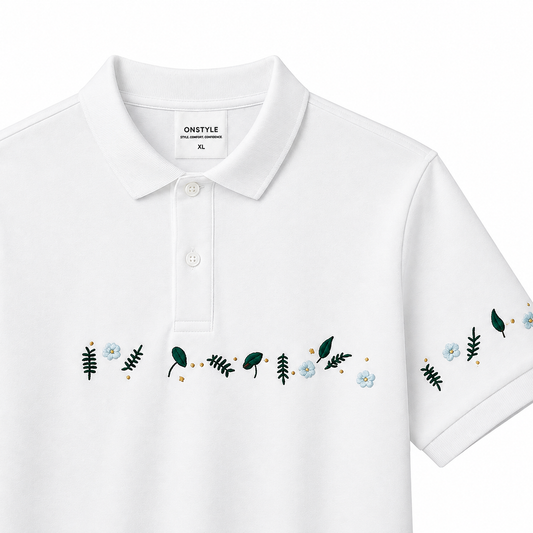 Botanic Trail Embroidered Piqué Polo T-Shirt