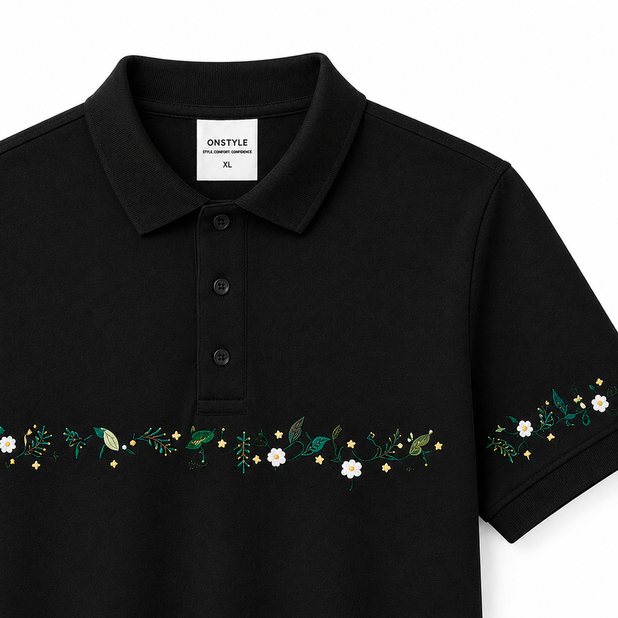 Botanic Trail Embroidered Piqué Polo T-Shirt